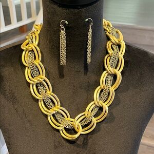 Gold Chain Necklace and Earring Set